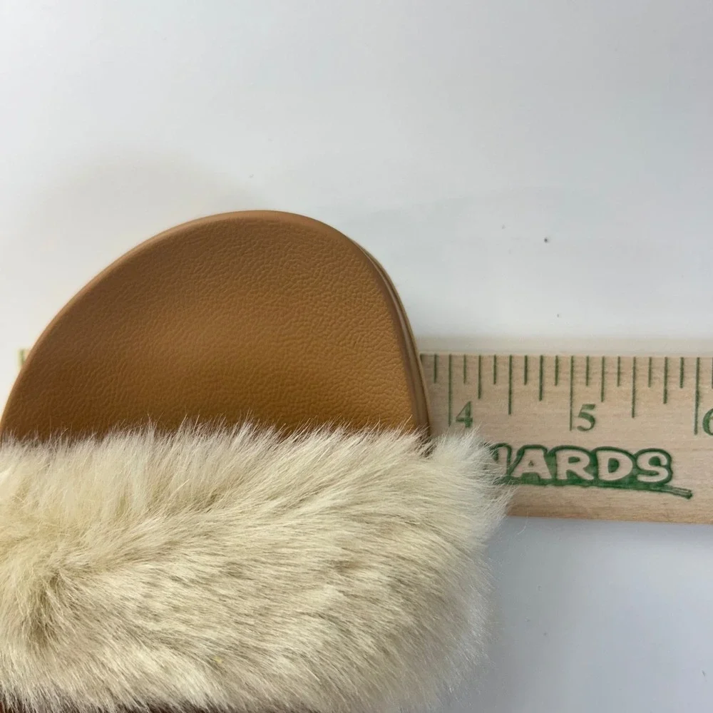 Reef Après Ski Cushion Vista Cozy 10 Faux Fur Slides Tan Coastal Grandmother